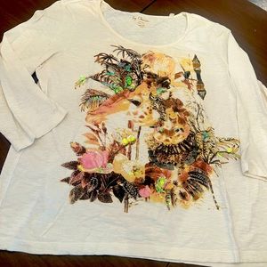 Chicos Artisan line Embellished Giraffe Size 2 (12-14)